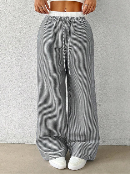 Trendy Striped Loose Wide-Leg Pants