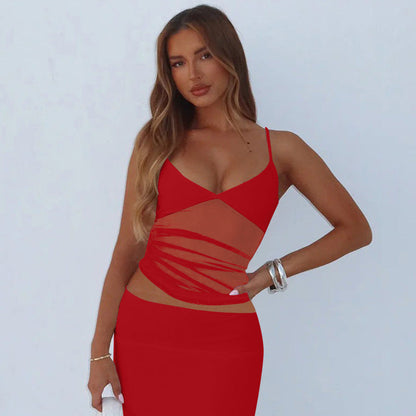 Sleeveless Mesh Back Bodycon Tank Top Casual Streetwear