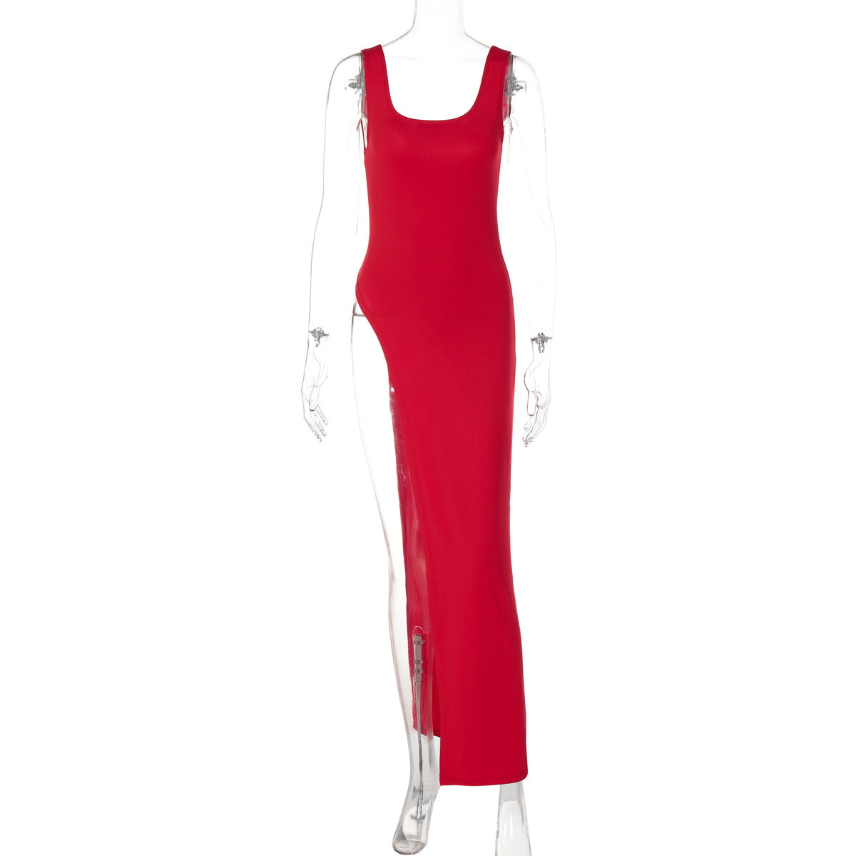 Trendy Sleeveless Midi Dress With Side Slit