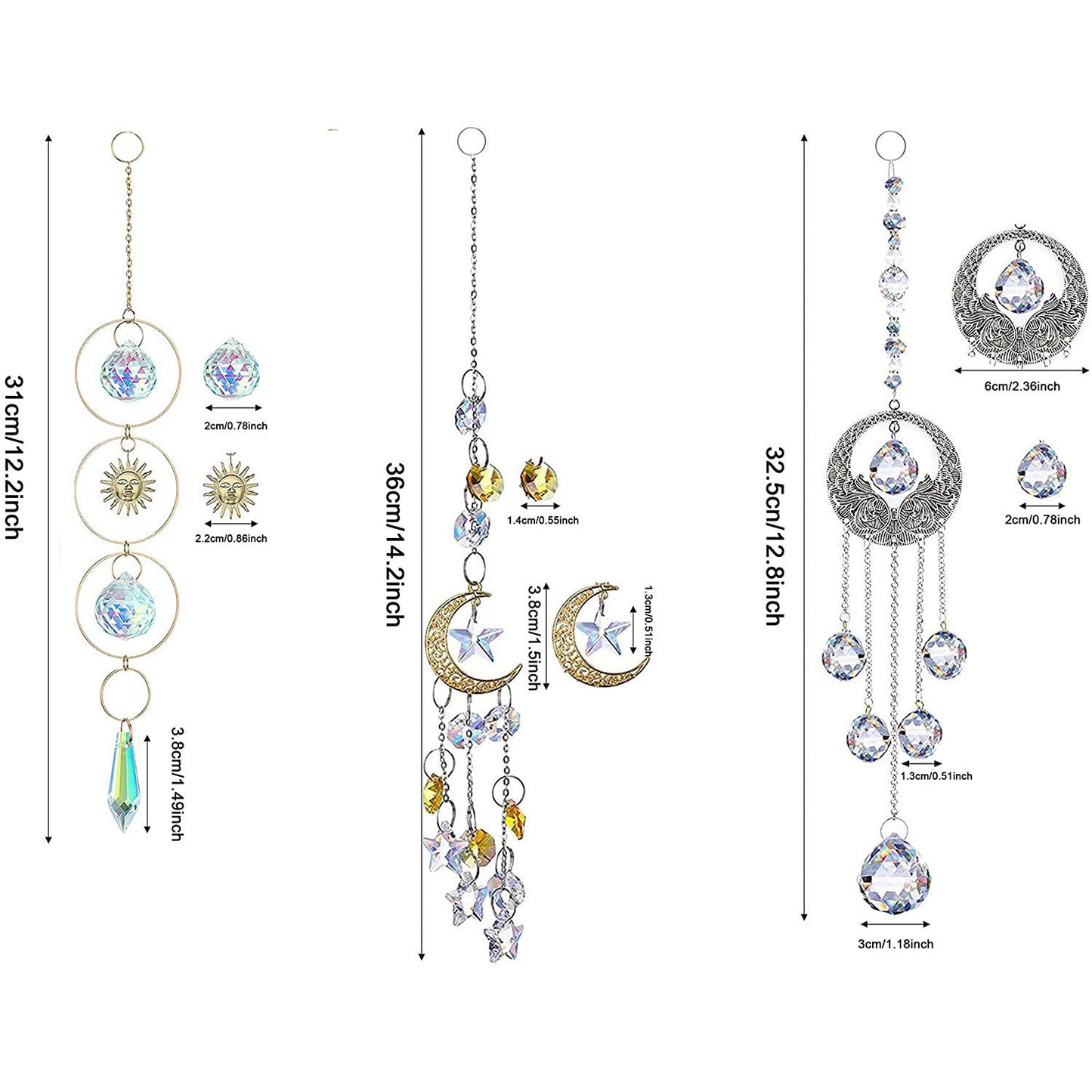 3+ 3PCS Tassel Crystal Suncatcher Hangings