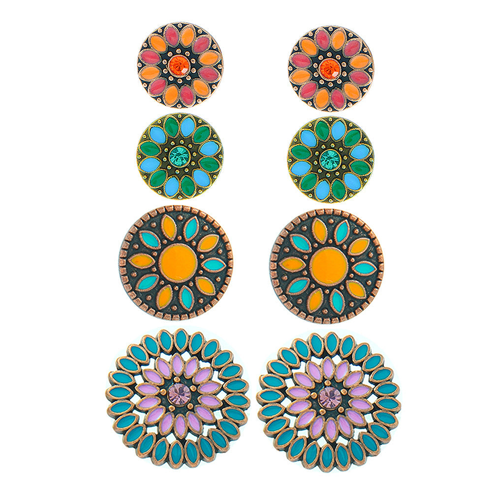 Colorful Bohemian Flower Drop Earrings Stylish Zinc Alloy Jewelry