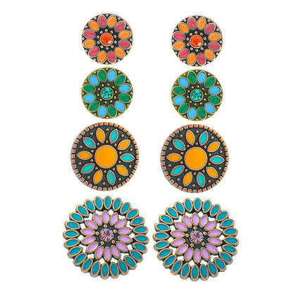 Colorful Bohemian Flower Drop Earrings Stylish Zinc Alloy Jewelry
