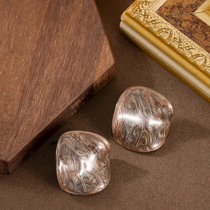 Geometric Enamel Drop Earrings Elegant Zinc Alloy
