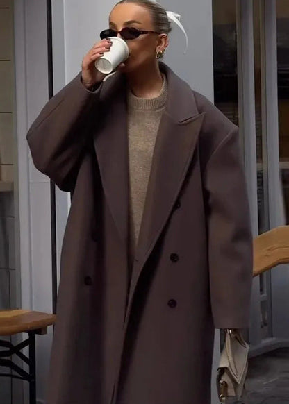 Double Breasted Wool Overcoat Brown Classic