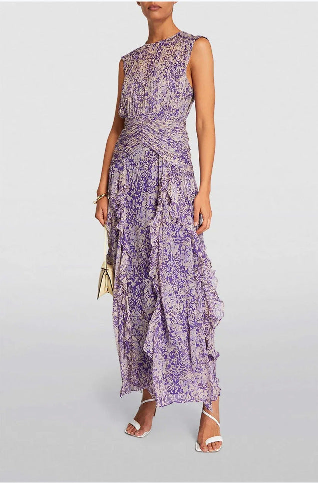 Off-Shoulder Chiffon Maxi Dress Elegant Floral Print for Women