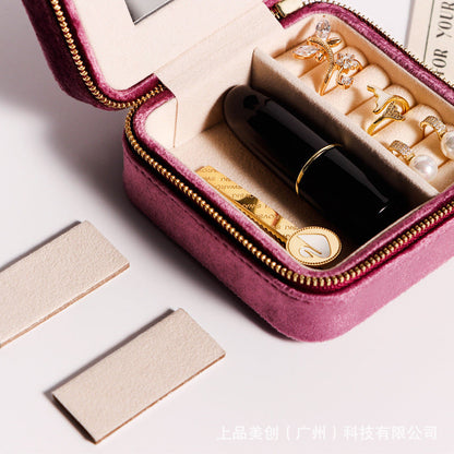 Plush Solid Color Travel Jewelry Case