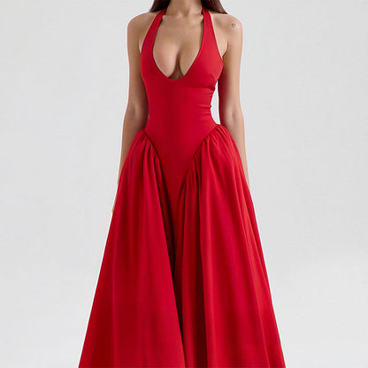 V-Neck Sleeveless Maxi Dress Elegant Casual Polyester