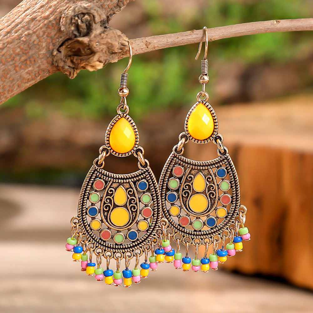 Fashion Tassel Bead Earrings for Women Stylish Vintage Jewelry