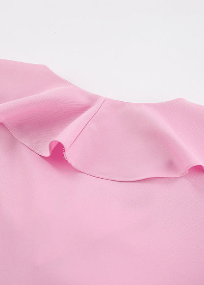 Ruffled Halter Blouse In Soft Pink Fabric
