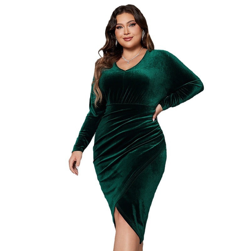 Elegant High-Waisted Mermaid Dress with Long Sleeves