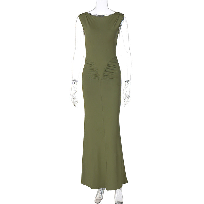 Stylish Solid Color Short Sleeve Dress for Women