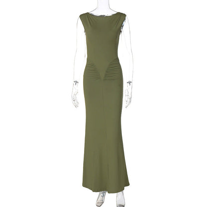 Stylish Solid Color Short Sleeve Dress for Women