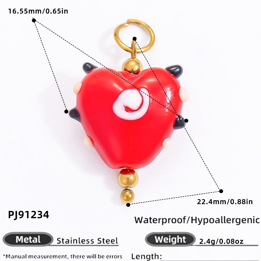 Heart-Shaped Stainless Steel 18K Gold Necklace Pendant DIY Jewelry