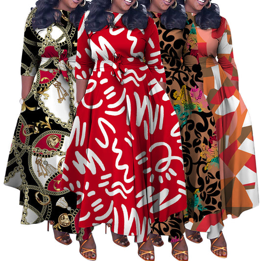 Stylish Plus Size Long Dress With Tie Detail