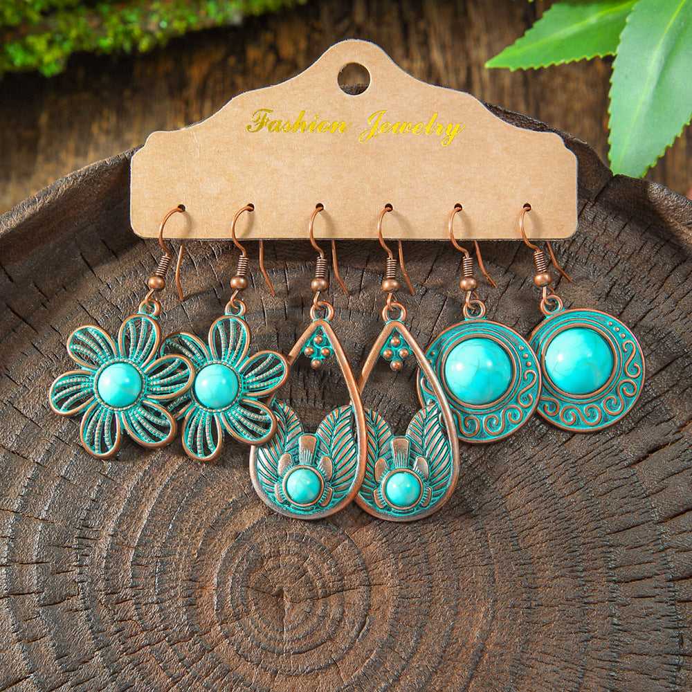 Vintage Bohemian Hollow Geometric Tassel Earrings