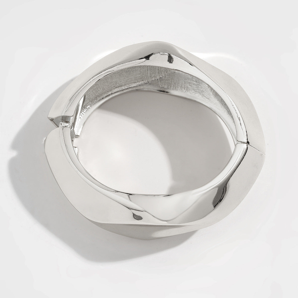 Geometric Metal Cuff Bracelet With Spring Closure - Unique Modern Design