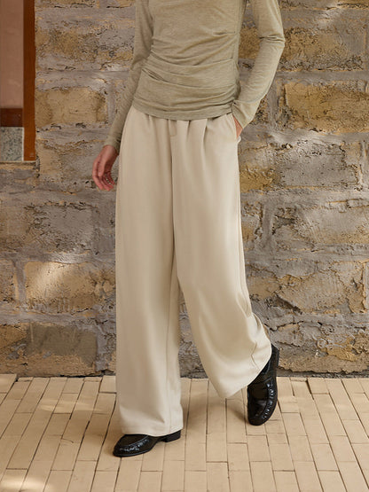 High-Waisted Wide-Leg Wool Blend Trousers for Women