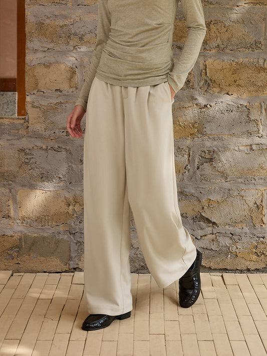 High-Waisted Wide-Leg Wool Blend Trousers for Women