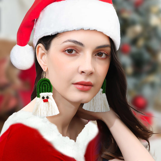 Christmas Earrings Female Creative Cartoon Christmas Bohemian Tassel Woven Handmade Earrings
