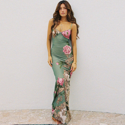 Patterned V-Neck Maxi Dress Elegant Casual Summer Style