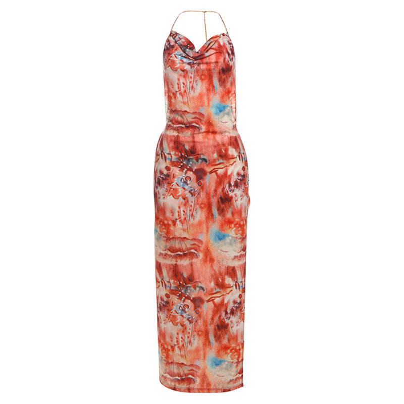 Sexy Backless Tie-Up Maxi Dress With Floral Print