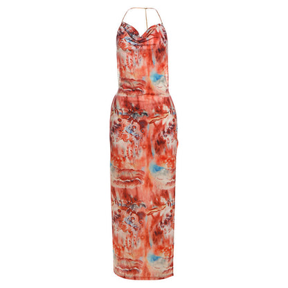 Sexy Backless Tie-Up Maxi Dress With Floral Print