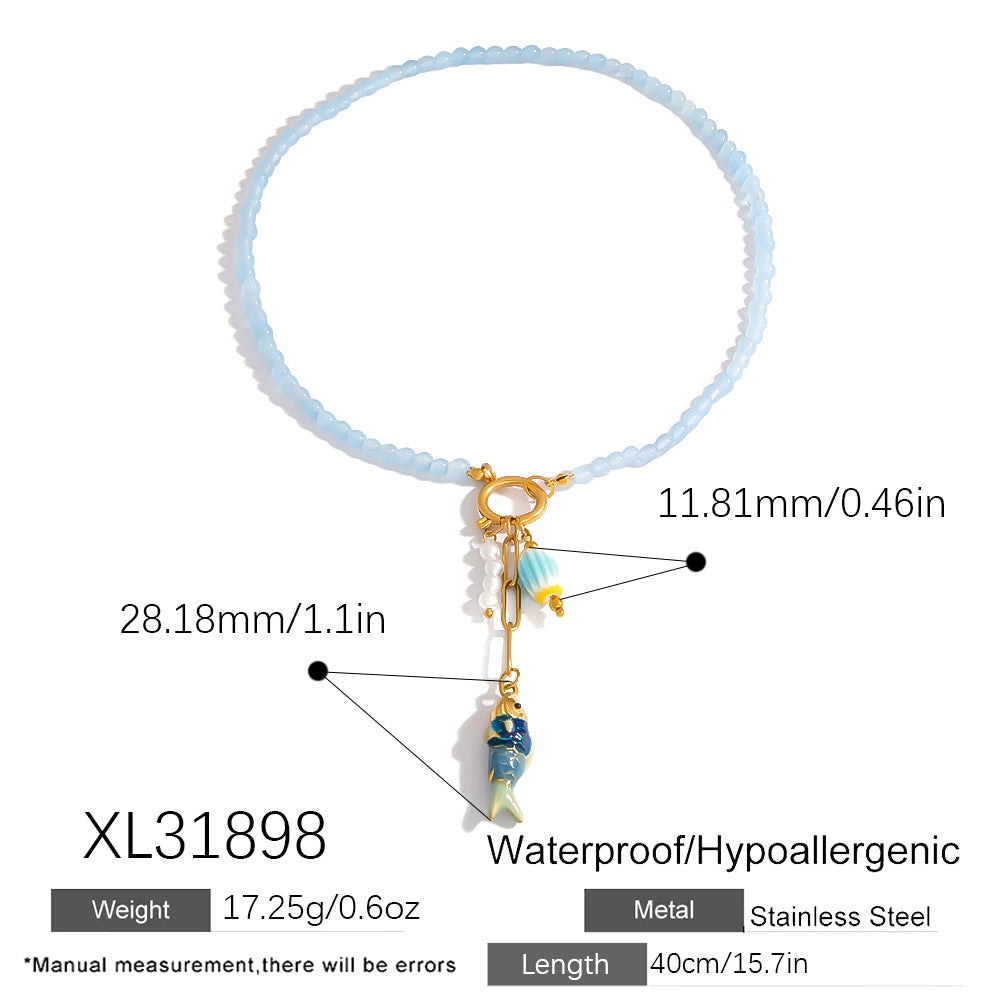 Floral Sun Pendant Stainless Steel Necklace Trendy Casual Choker