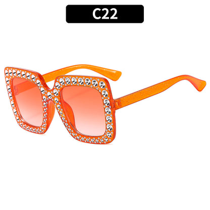 Colorful Bling Square Sunglasses Retro UV400 Protection
