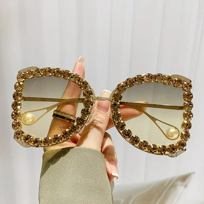 Trendy Oversized Luxury Rhinestone Sunglasses for Women