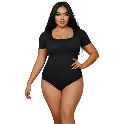 Plus Size Seamless Short Sleeve Bodysuit Shaping Top