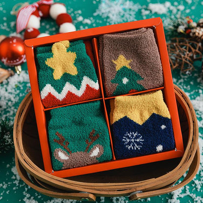 Christmas Socks Women'S Tube Socks Half Fleece Cute Japanese Boxed Ladies Socks