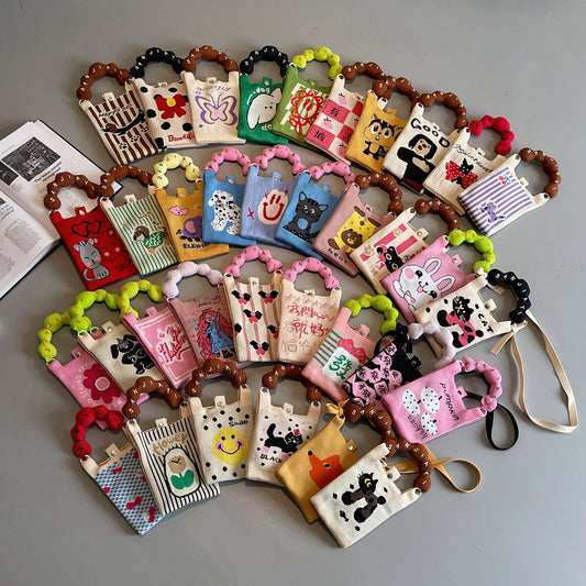 Trendy Knitted Crossbody Phone Bag Cute Cartoon Design