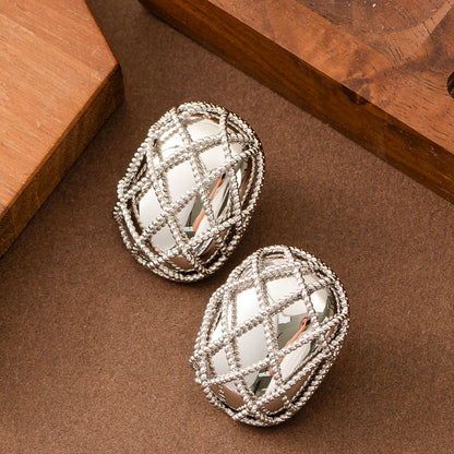 Geometric Hoop Earrings Stylish Copper Silver Plated