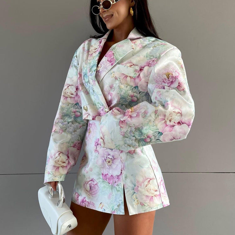 Trendy Floral Print Two-Piece Relaxed Set with Long Sleeve Cardigan