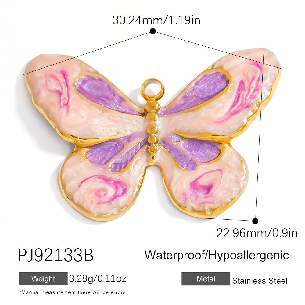 DIY Gradient Butterfly Flower Stainless Steel Pendants