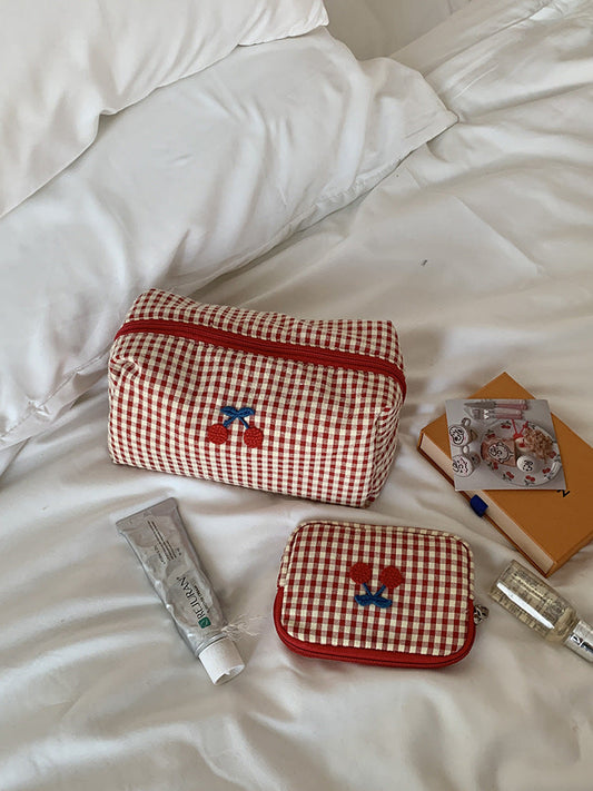Cherry Pattern Portable Makeup Bag Cute Storage Pouch