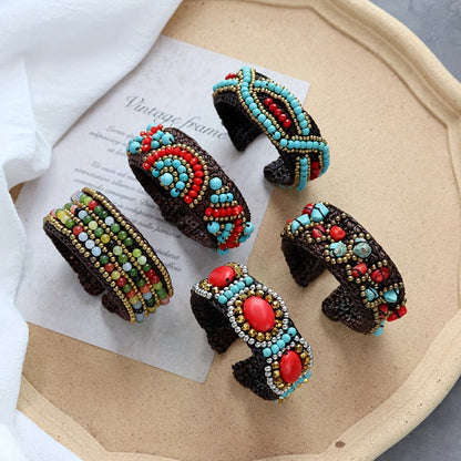 Handmade Bohemian Ethnic Style Bracelet Woven Natural Stone Retro Personalized Tibetan Bracelet Accessories