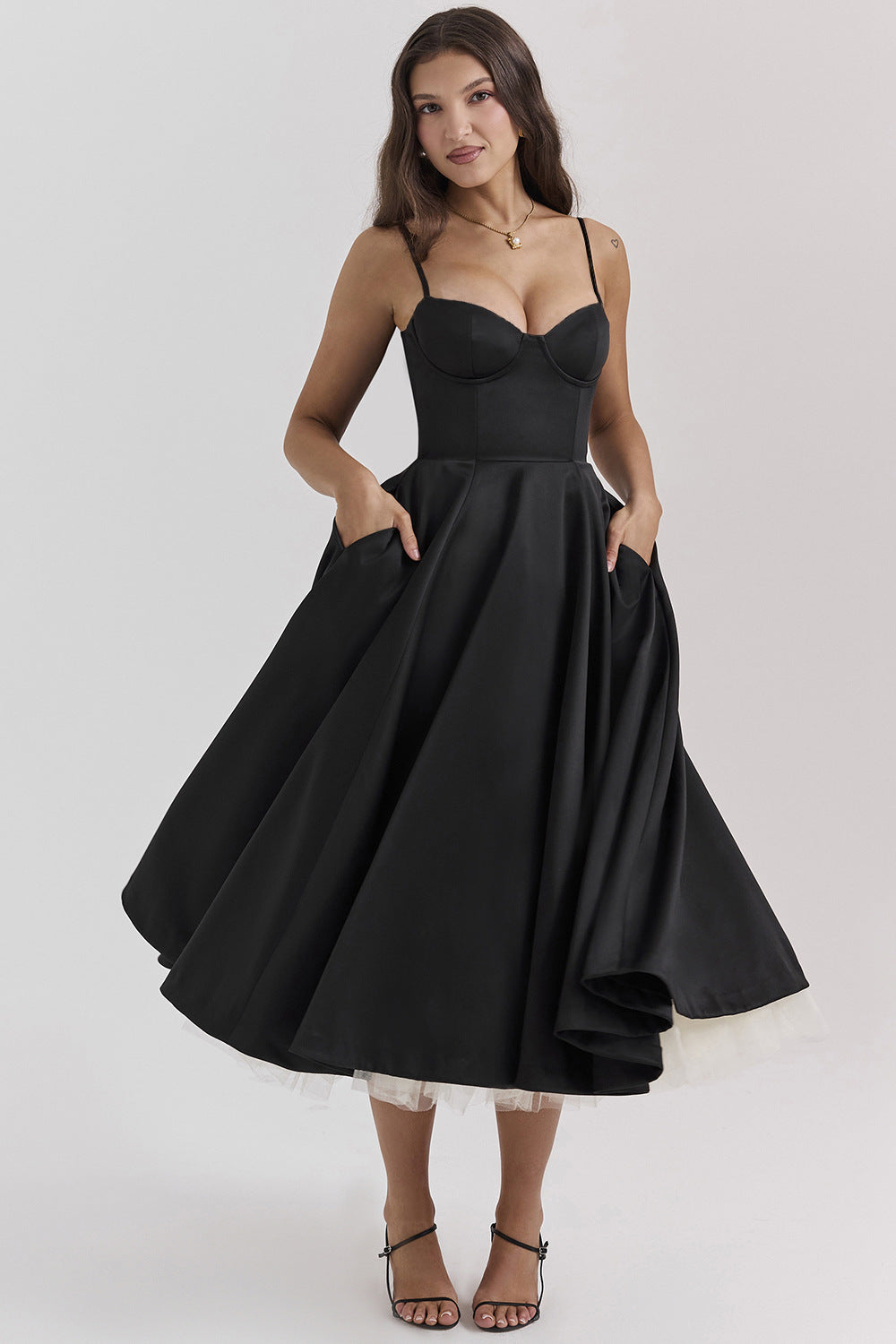 Layered Sweet Spaghetti Puffy Party Dress