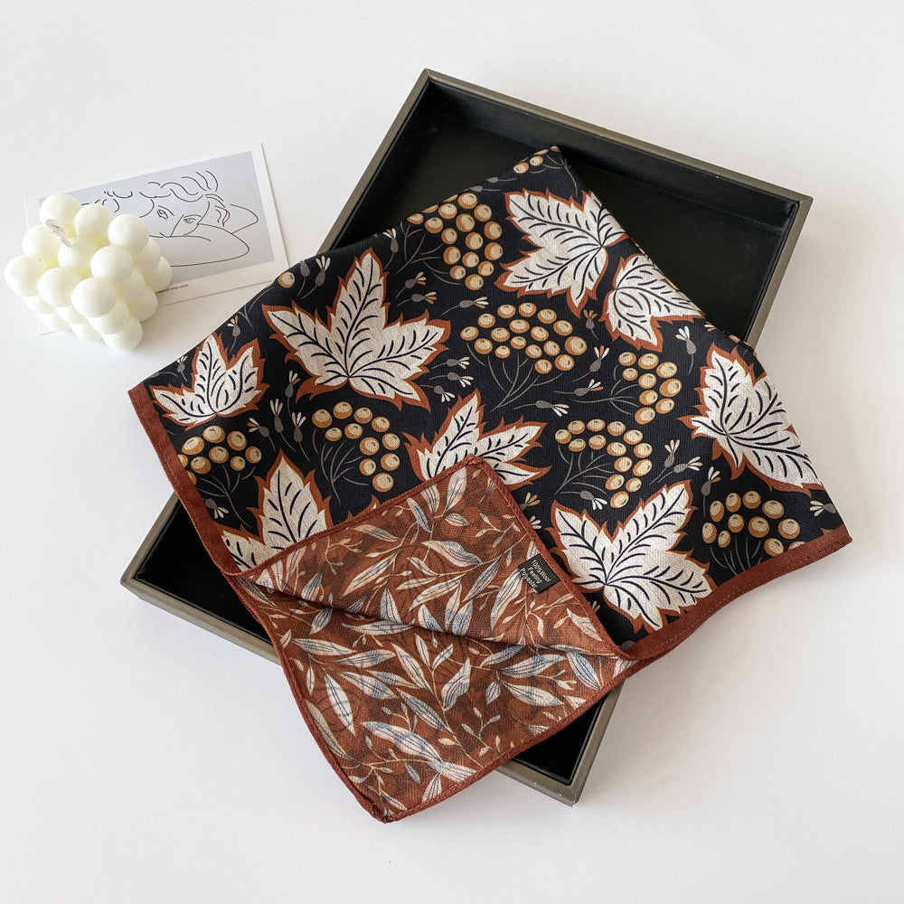 Elegant Flower Print Long Satin Scarf