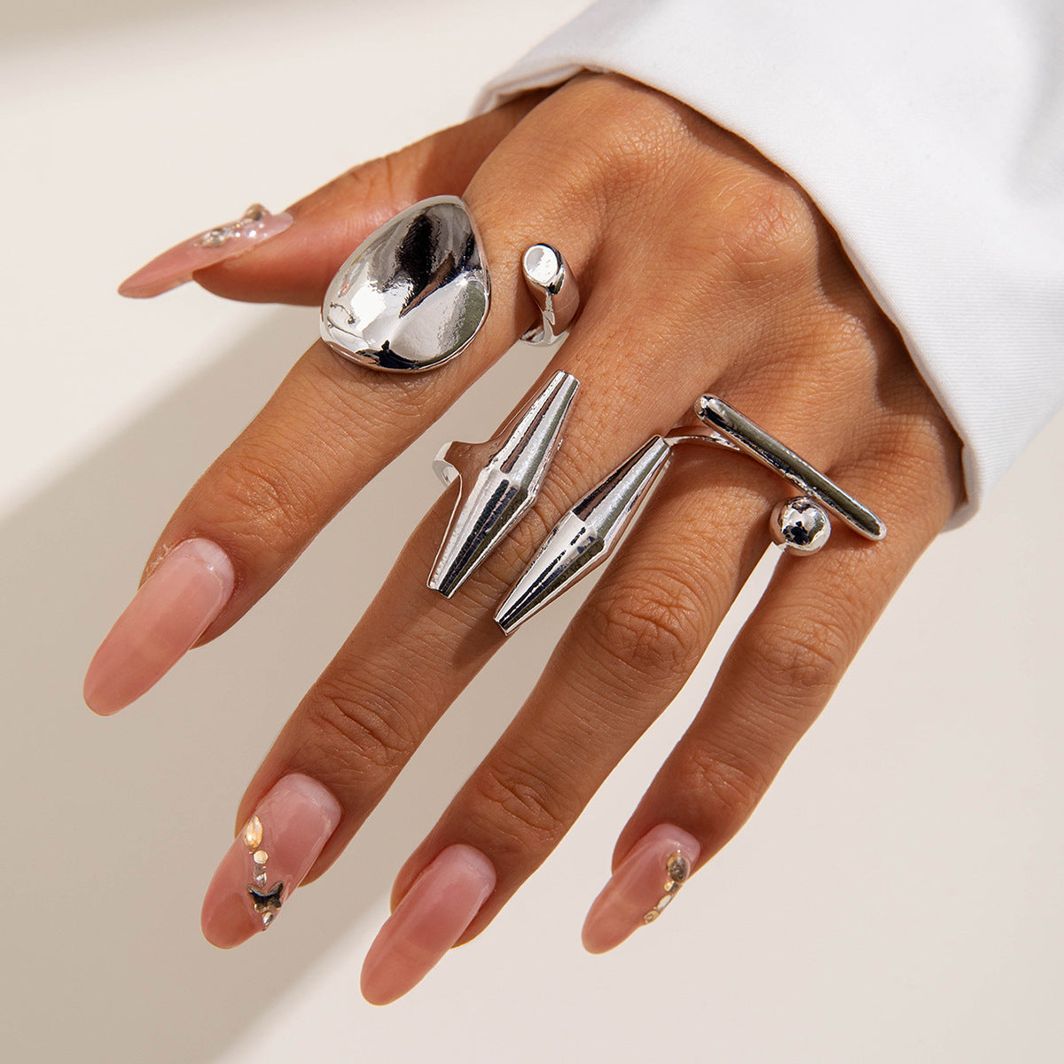 Trendy Vintage Statement Geometric Open Joint Ring Set