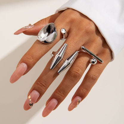 Trendy Vintage Statement Geometric Open Joint Ring Set