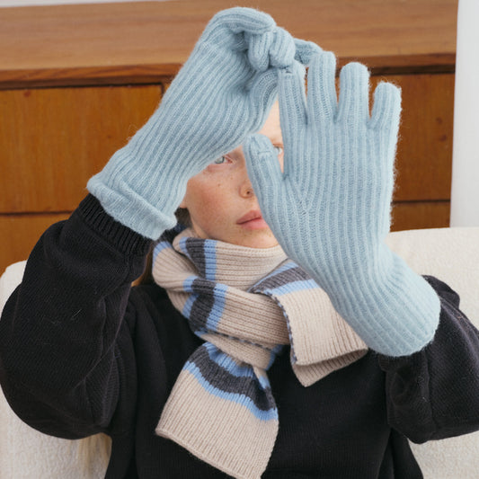 Solid Color Wool Blended Touchscreen Gloves for Women