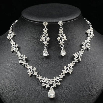 Wedding Necklace And Earring Set With Teardrop Charms