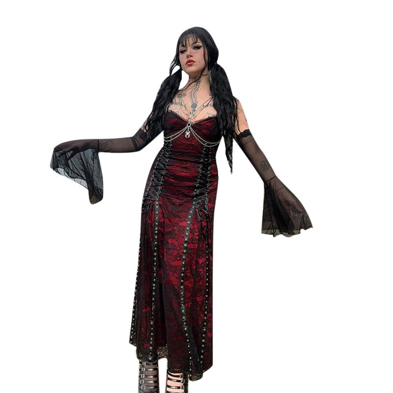Lace Layered Cami Dress Comfortable Gothic Style