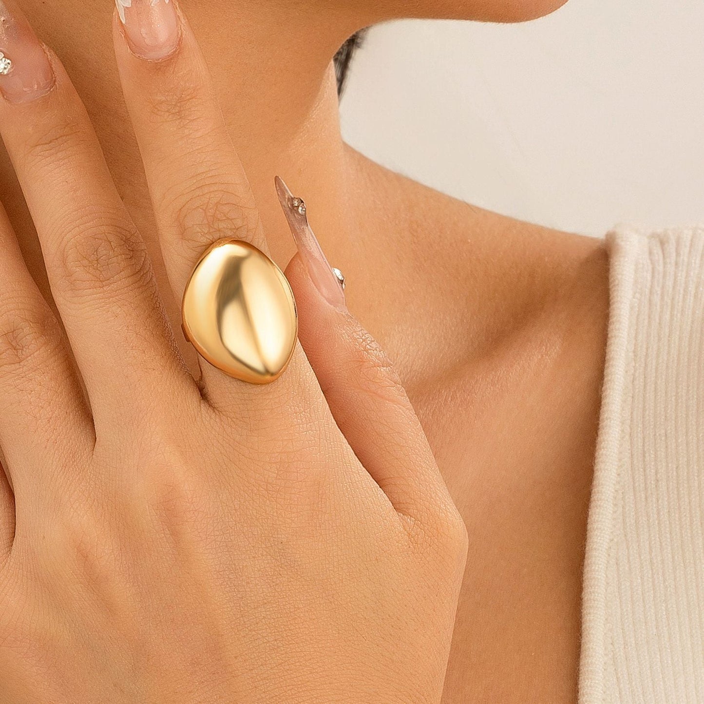 Trendy Geometric Metal Rings Set For Women