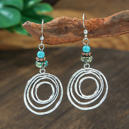 Bohemian Turquoise Teardrop Earrings Vintage Alloy Geometry