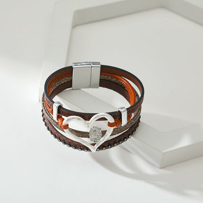 Hollow Out Love Zircon Layered Bracelets