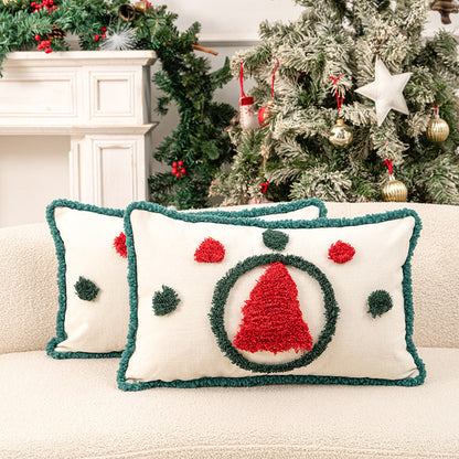Minimalist Plush Embroidery Christmas Throw Pillow Case