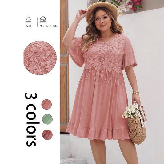 Bohemian Chic Plus Size Dress with Fringe Design