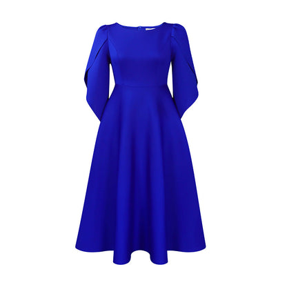 Elegant Party Dress With Flared Skirt Polyester Blend